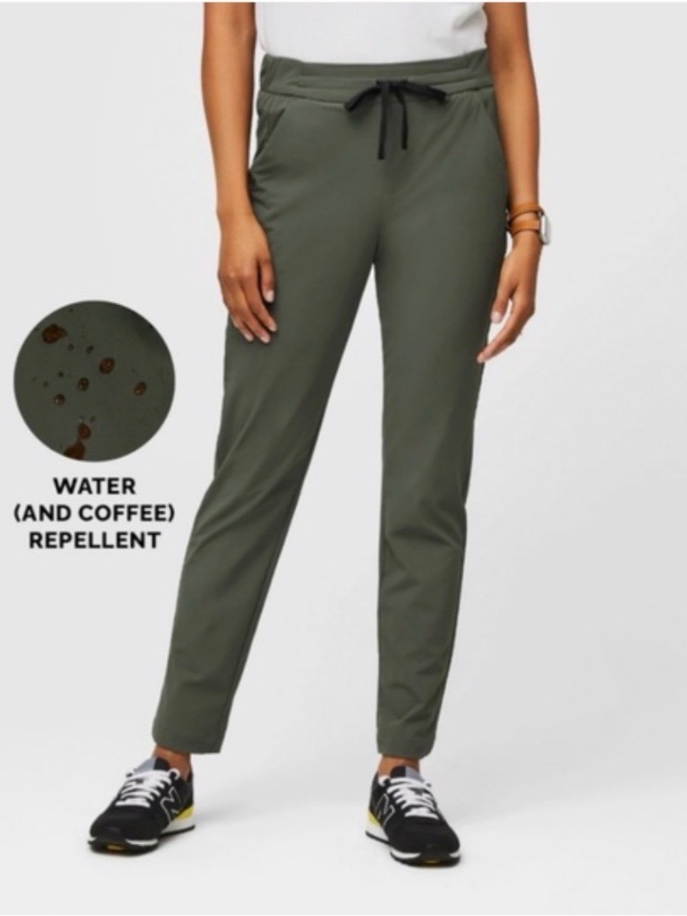 FIGS Pro Skinny Trousers Washed Olive Stretch Scrub Pants Womens XS Minimalist